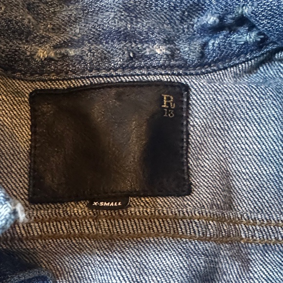 R13 Women’s Dark Blue fitted Denim Jacket - Classic Casual Coat - Picture 2 of 4